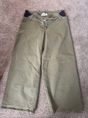 Olive Green Women’s Wide-Leg Jeans